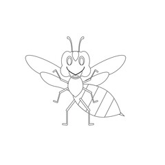 childish illustration, of wasp on white background