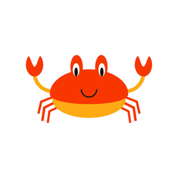 childish illustration, of crab on white background