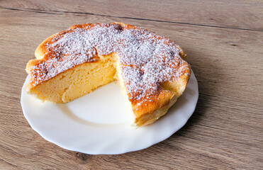 Sliced cheesecake on a plate
