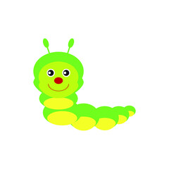 childish illustration, of worm on white background