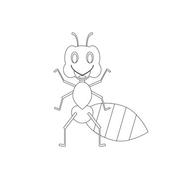 childish illustration, of ant on white background