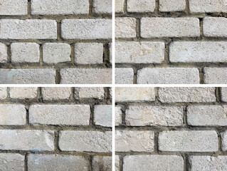 Brick grey wall backgrounds set. Textures
