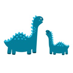 Cute mother and baby dinosaurs print. Funny tyrannosaurus rex dino family clipart. Prehistoric animals isolated element. Vector illustration  © juliyas
