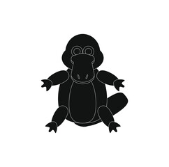 childish illustration of platypus on white background