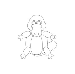 childish illustration of platypus on white background