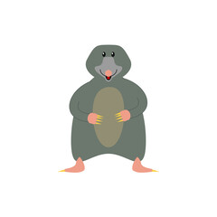 childish illustration, of mole on white background