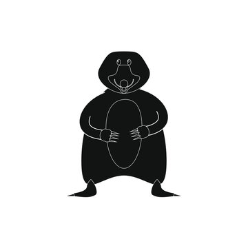 childish illustration, of mole on white background