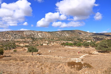 The mountains of Cyprus near the coast and the cliff of Avakas