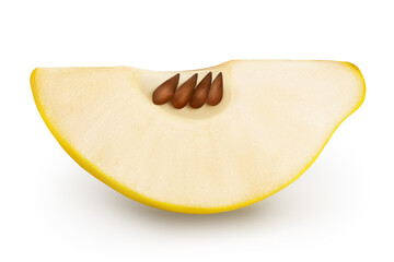 Fresh slice quince isolated on the white background with clipping path and full depth of field