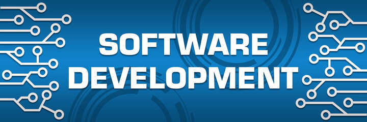 Software Development Blue Circuit Elements Left Right Technology Circles 