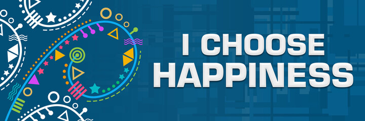 I Choose Happiness Blue Colorful Random Spiral Element Left 