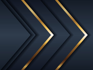Abstract luxury dark blue and premium golden background. Elegant gold lighting lines silk fabric texture composition