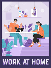 Vector poster of Work at Home concept