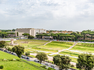 Panoramic view of the Circus Maximus  Italian: Circo Massimo) in Rome, Italy