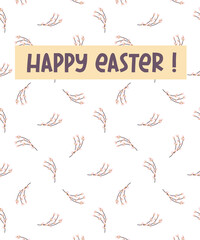 Happy Easter greeting card. postcard with a willow