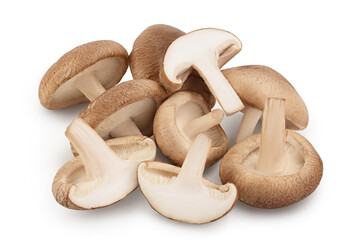 Fresh Shiitake mushroom isolated on white background with clipping path and full depth of field.
