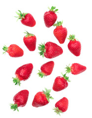 Strawberries on white background.
