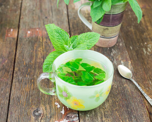 Mint tea. Herbal tea of mint leaves.
