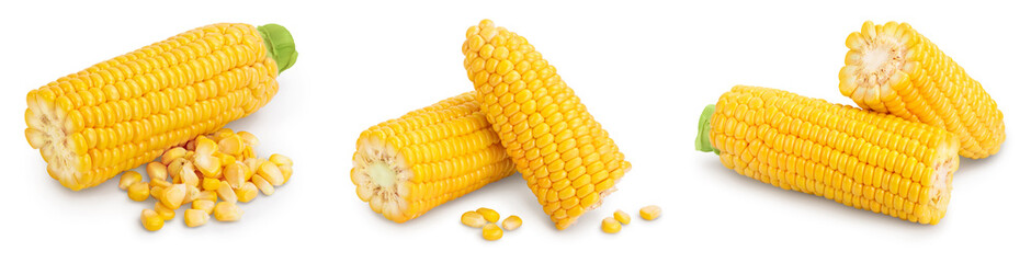 ear of corn isolated on a white background. Clipping path and full depth of field. Set or collection
