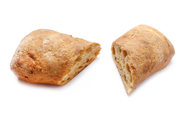 Ciabatta bread. Isolated on white background
