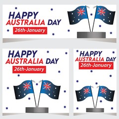 Happy Australia day banner and web banner design with  simple background and flag. vector illustration