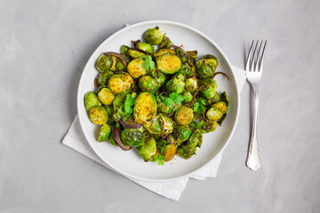 Baked Green Brussels Sprouts with honey and Parmesan cheese