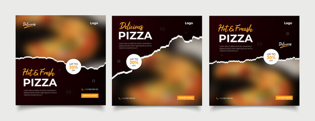 Delicious pizza social media post template