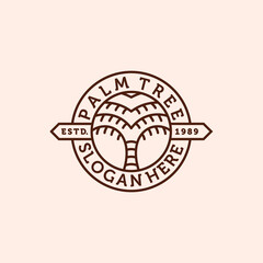 Palm or Coconut Line Art Logo Vector Illustration Design. Modern Creative Line Art Palm Logo Badge Template Design. Palm Tree Illustration Logo Concept.