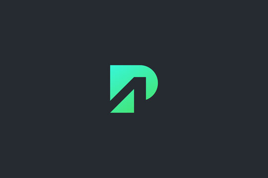 Minimal Modern Technology Abstract Letter P Dark Background Logo Template