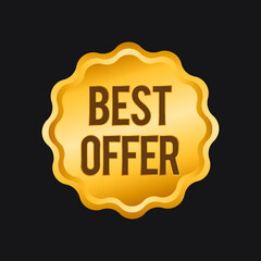 Gold price tag icon vector. Best offer label. Eps10 vector illustration.