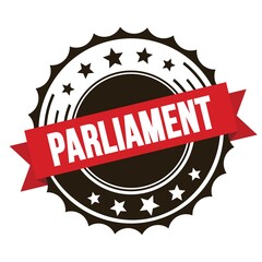 Obraz premium PARLIAMENT text on red brown ribbon stamp.