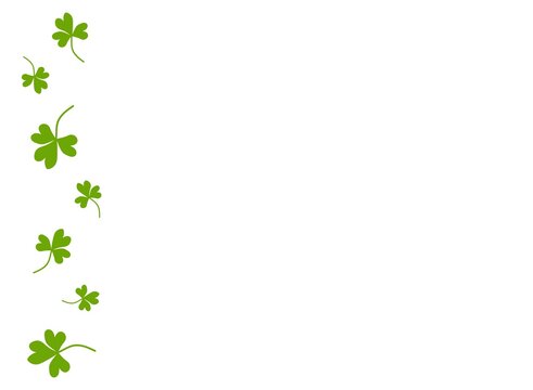 Wide white horizontal background with green Shamrock blades of grass.