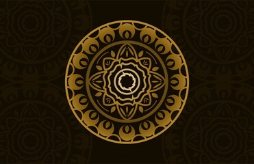 Abstract Mandala Vector Gold Color Illustration