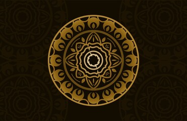 Abstract Mandala Vector Gold Color Illustration