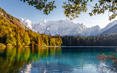 Impressively beautiful Fairy-tale mountain lake in Alps. Wonderful view of beautiful mountain...