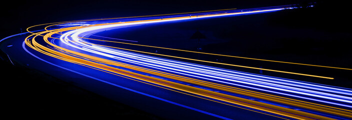 orange and blue car lights at night