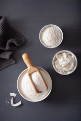 coconut flour and flakes healthy ingredient for keto paleo diet