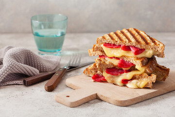 grilled salami and cheese sandwich