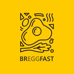 Egg Vegetable line art logo illustration Breakfast Vector Template