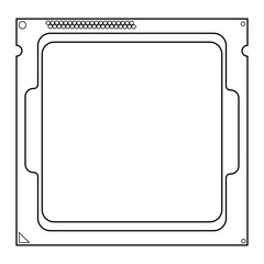 Simple illustration of Digital electronic computer CPU chip icon