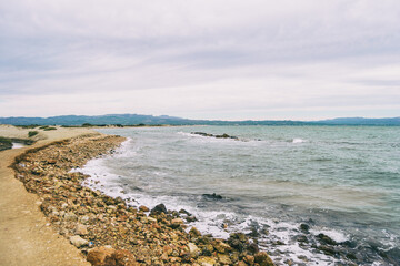 Lonely beach in the delta del ebro, tarragona, spain.