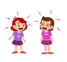 little girl fight and argue with her friend