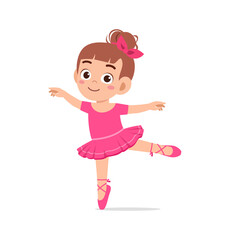 little girl wear beautiful ballerina costume and dance