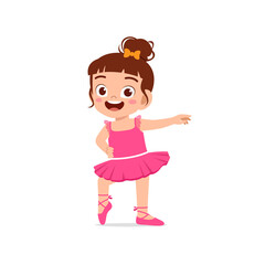 Fototapeta na wymiar little girl wear beautiful ballerina costume and dance