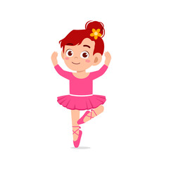 little girl wear beautiful ballerina costume and dance