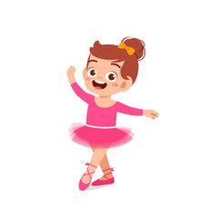 little girl wear beautiful ballerina costume and dance