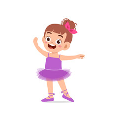 little girl wear beautiful ballerina costume and dance