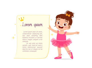 little girl wear beautiful ballerina costume and dance