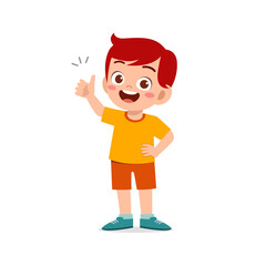 little boy show agreement with thumb up hand gesture