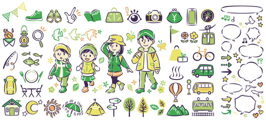 旅行 観光 アウトドアレジャー アイコンイラスト ふきだし セット Balloon Wall Mural Ballo Keiko Kusuhara